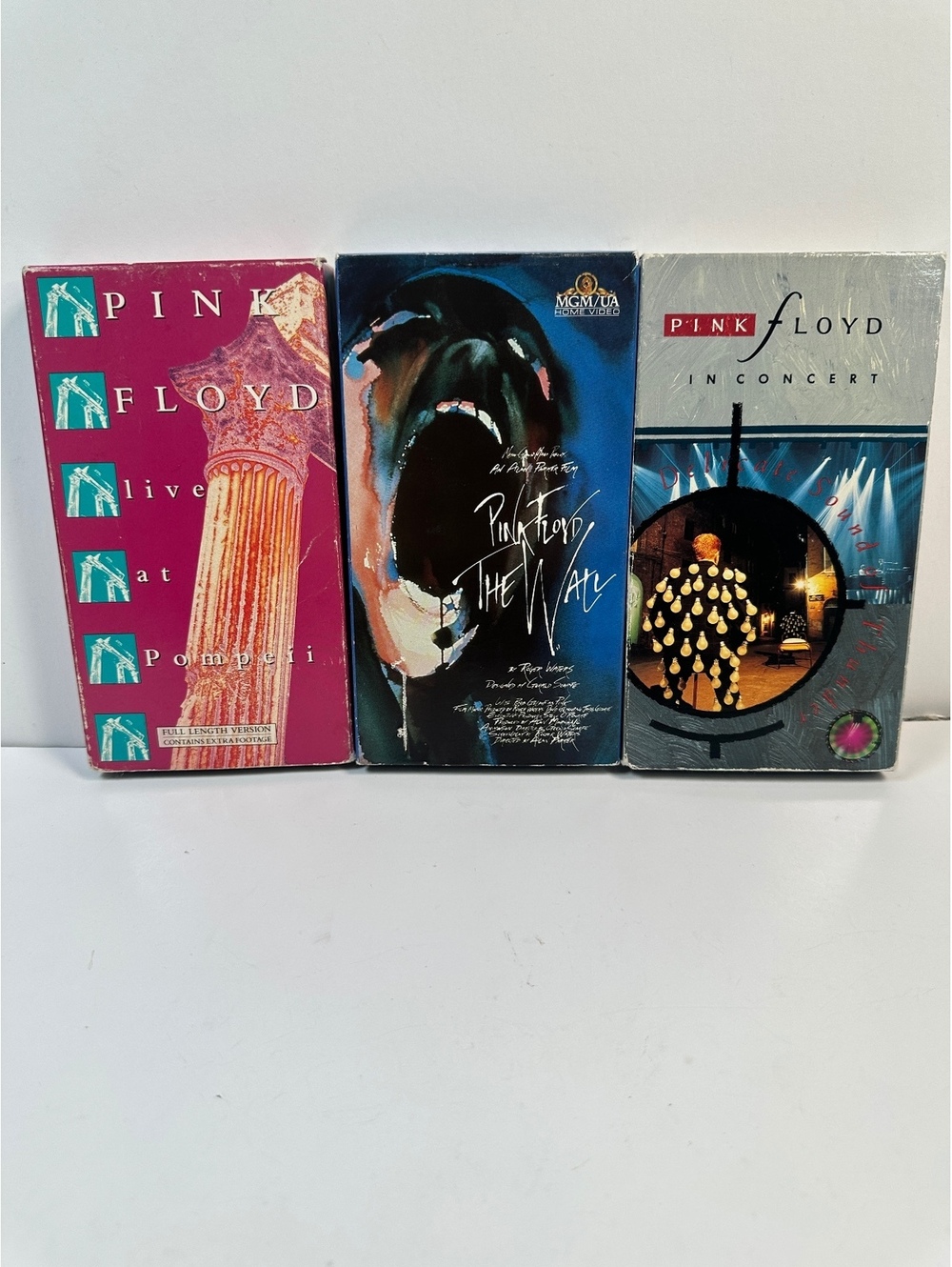 Pink Floyd 3 VHS Set Live At Pompeii The Wall Delicate Sound Of Thunder Concert